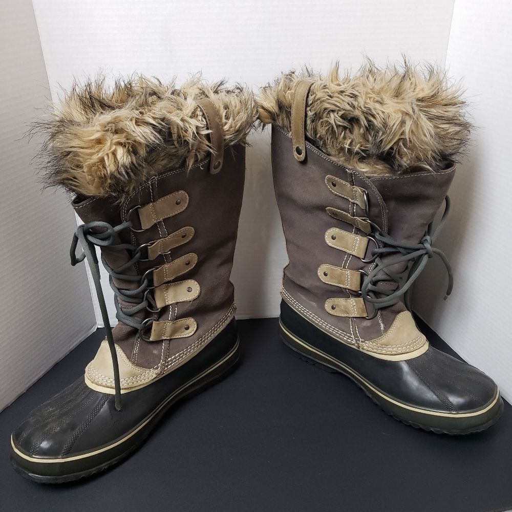Sorel Brown and Tan Faux-Fur Winter Rain Boots - Picture 8 of 16